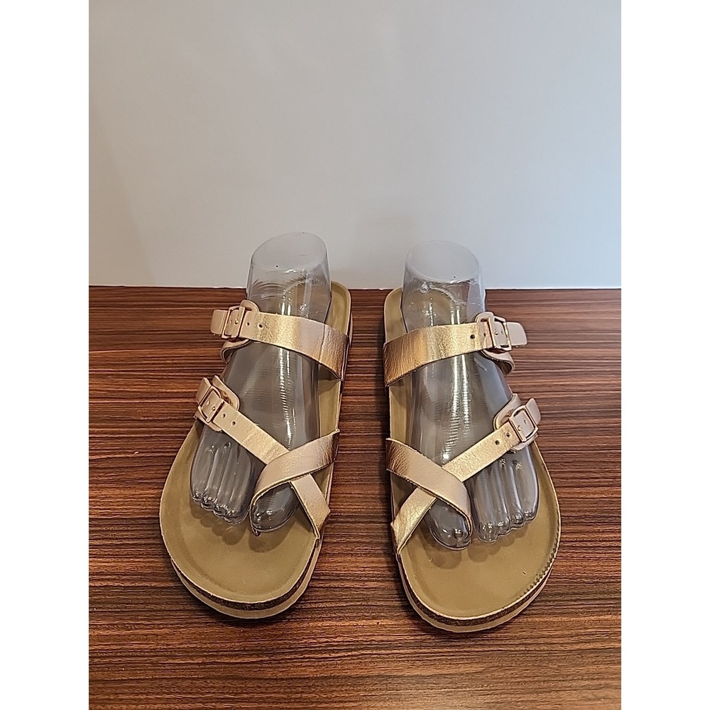 Mad Love Prudence Footbed Sandal Womens 11 Rose Gold Cross Double Band toe Strap